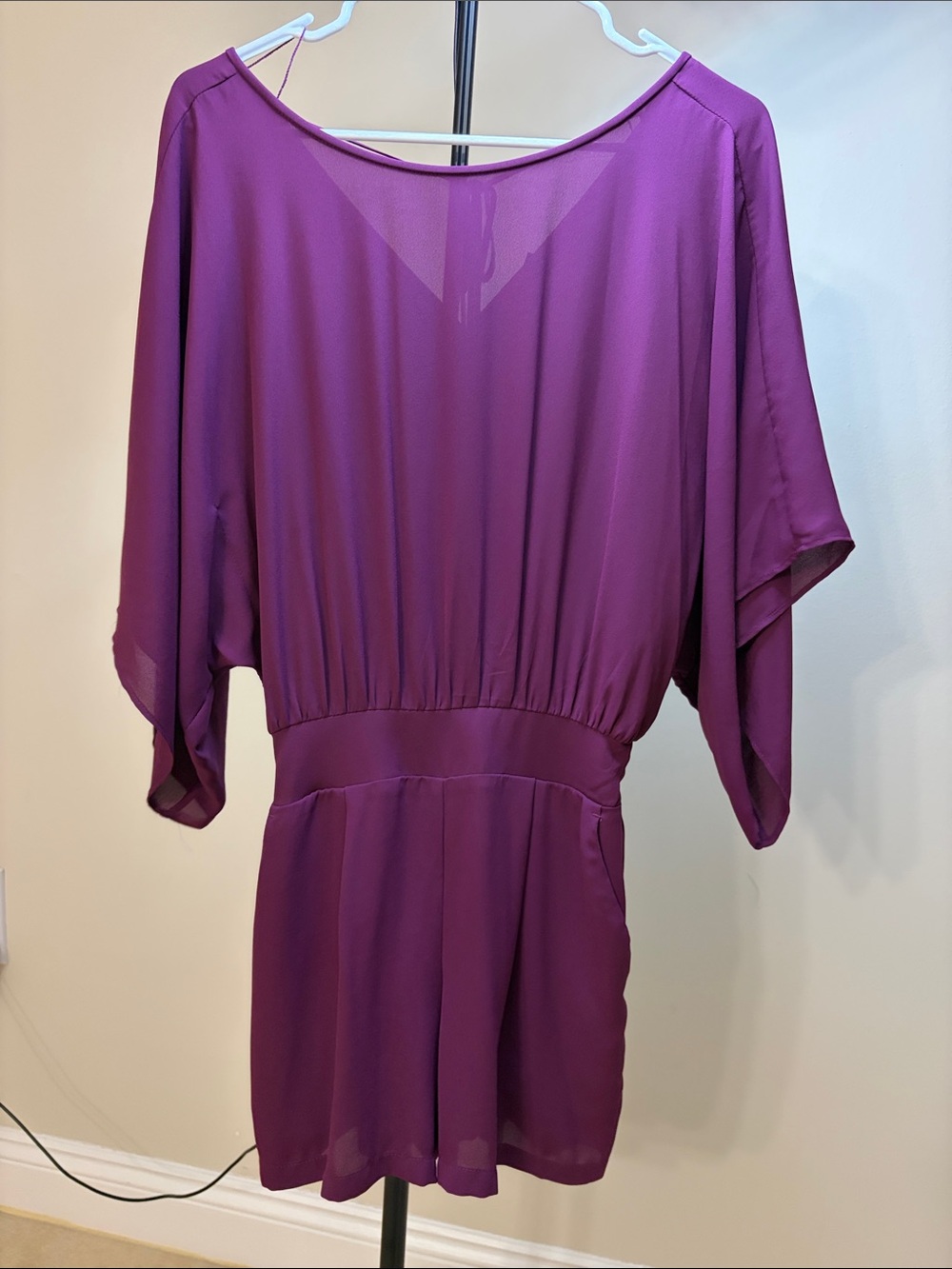 White House Black Market Plum Dolman Sleeve Mini Dress